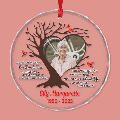 Tree of Memory - Circle Glass Ornament - Christmas Gift For Family Members