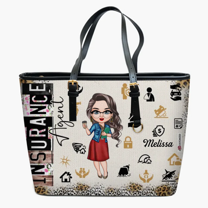 Insurance Agent- Personalized Custom Leather Bucket Bag - Appreciation Gift For Insurance Agent
