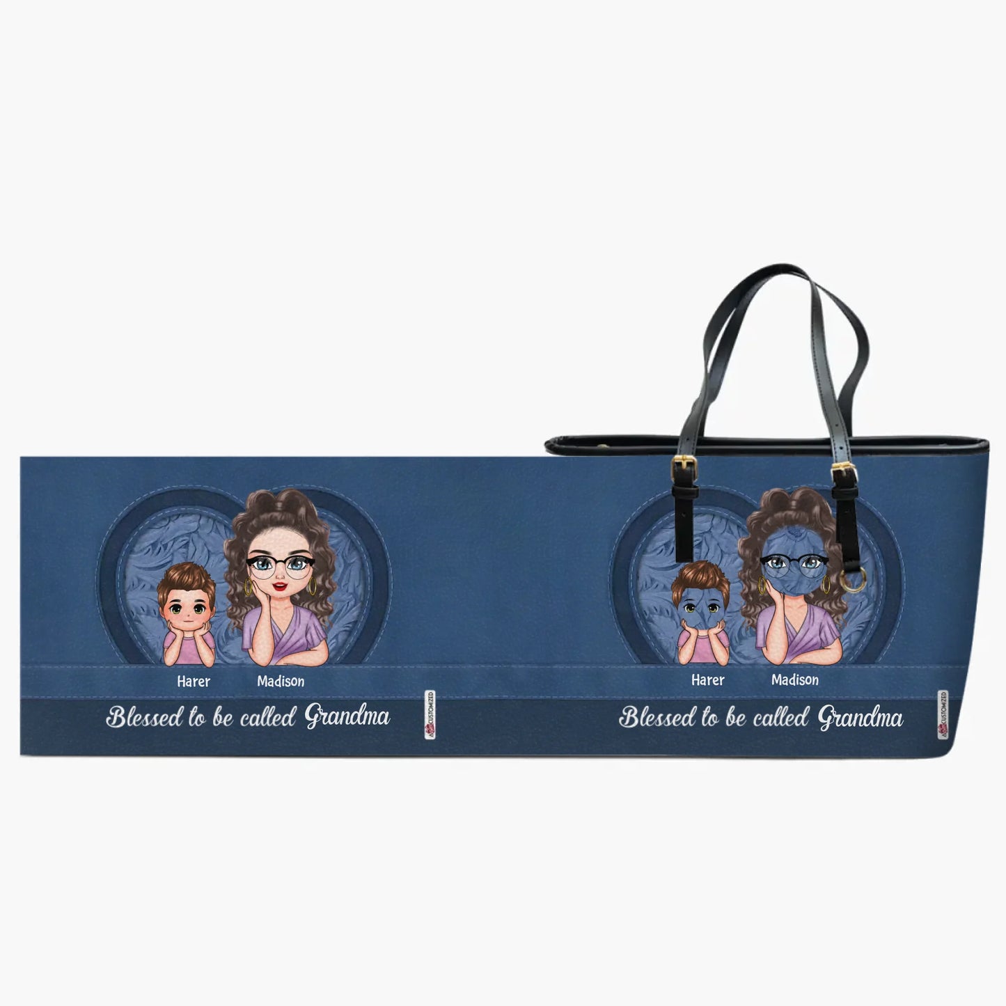 Blessed To Be Called Grandma - Personalized Leather Bucket Bag - Gift For Grandma, Mom