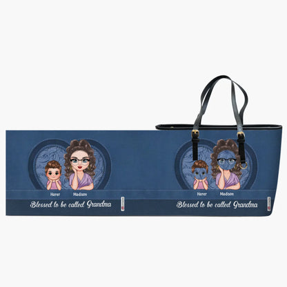 Blessed To Be Called Grandma - Personalized Leather Bucket Bag - Gift For Grandma, Mom