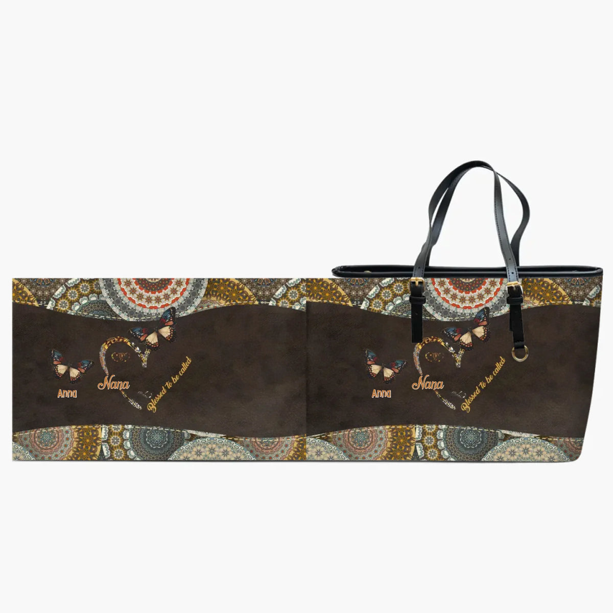 Blessed To Be Called Nana - Personalized Custom Leather Bucket Bag - Gift For Grandma, Mom