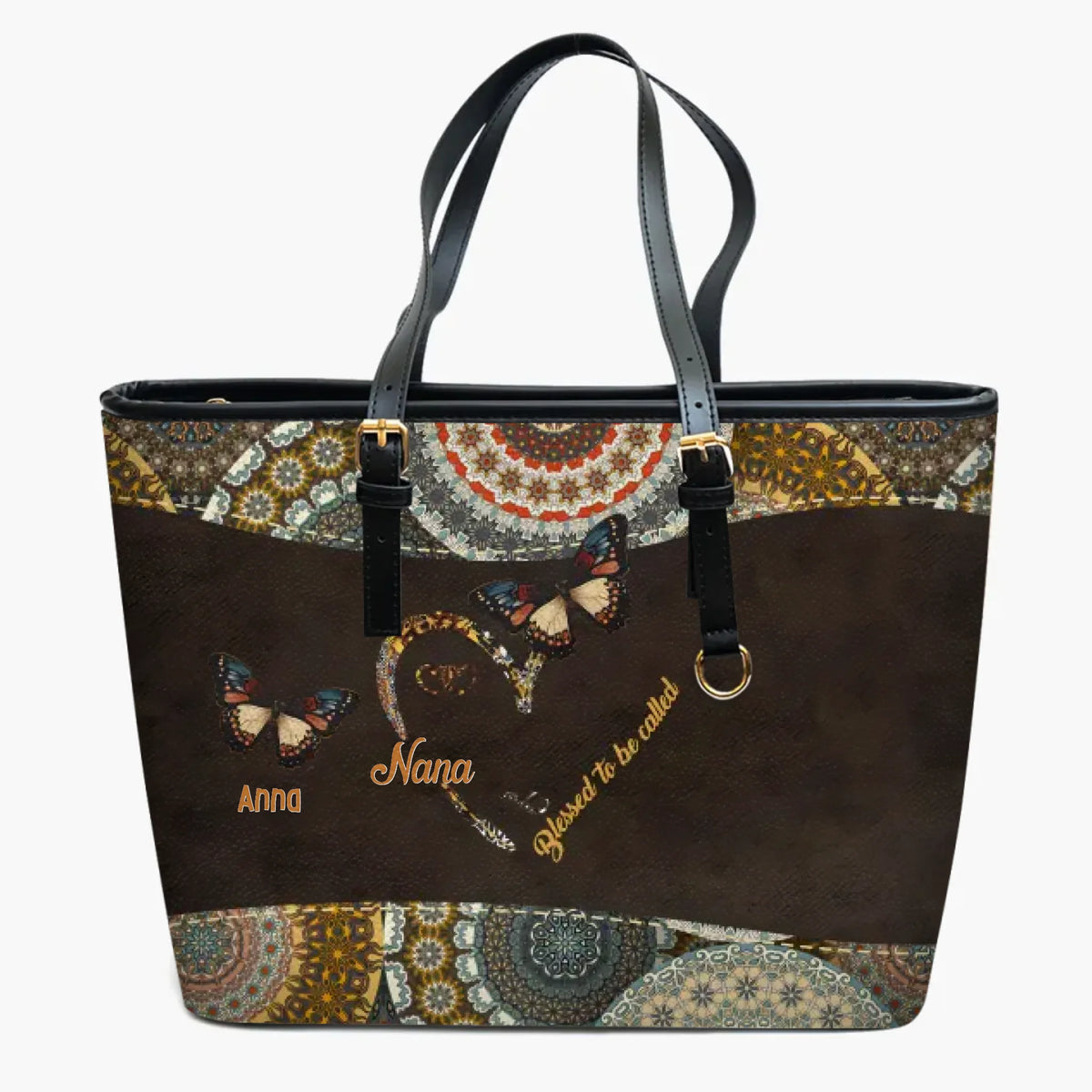 Blessed To Be Called Nana - Personalized Custom Leather Bucket Bag - Gift For Grandma, Mom