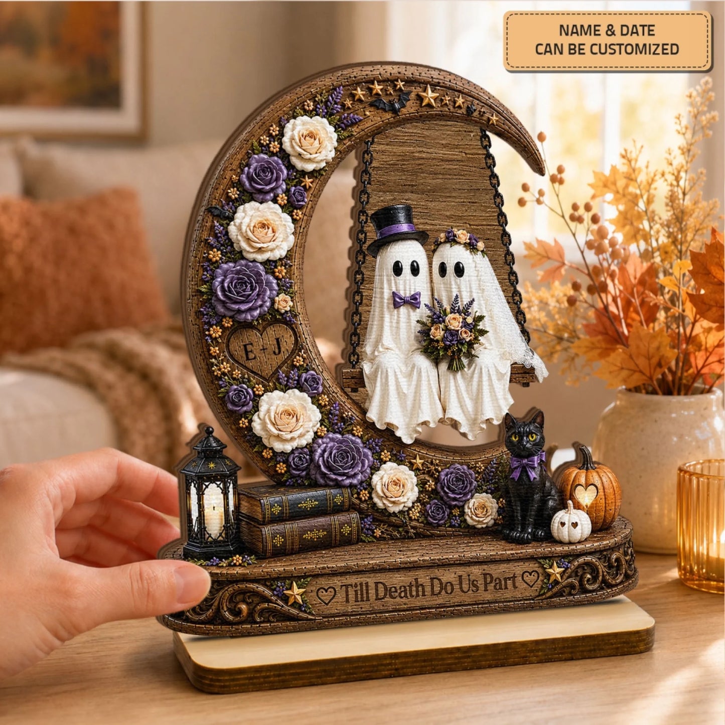 20260724_Wood Plaque_Halloween_Ghost Moon Wedding_ARND154 3