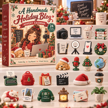 CHRISTMAS KICKOFF 40% OFF - A Handmade Holiday Blog Advent Calendar 2026 - 24-Day Festive Countdown, Acrylic Charms Blind Box - Gift For Holiday Blogger Lovers AC0TH348