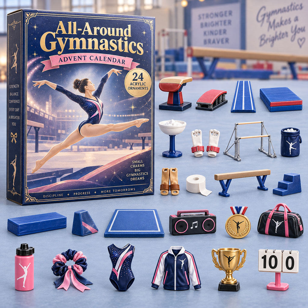 CHRISTMAS KICKOFF 40% OFF - All-Around Gymnastics Advent Calendar 2026 - 24-Day Festive Countdown, Acrylic Charms Blind Box - Gift For Gymnasts AC0NT366