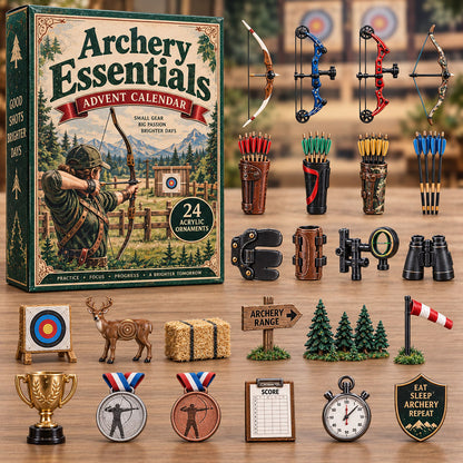 CHRISTMAS KICKOFF 40% OFF - Archery Essentials Advent Calendar 2026 - 24-Day Festive Countdown, Acrylic Charms Blind Box - Gift For Archery Lovers AC0NT396