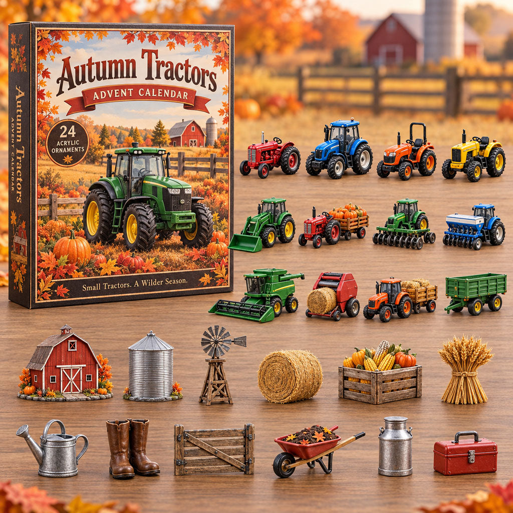FALL KICKOFF 40% OFF - Autumn Tractors Advent Calendar 2026 - 24-Day Festive Countdown, Acrylic Charms Blind Box - Gift For Tractor Lovers AC0NT361