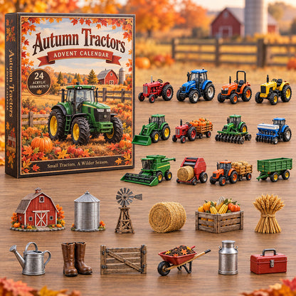 FALL KICKOFF 40% OFF - Autumn Tractors Advent Calendar 2026 - 24-Day Festive Countdown, Acrylic Charms Blind Box - Gift For Tractor Lovers AC0NT361