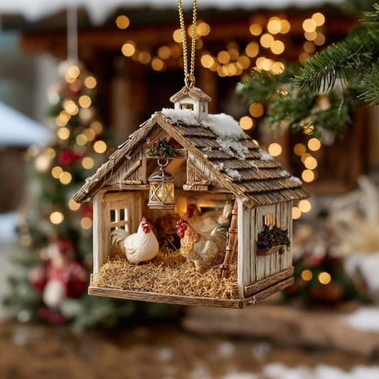 Barnyard Chicken Coop Mica Ornament NCU0DH097
