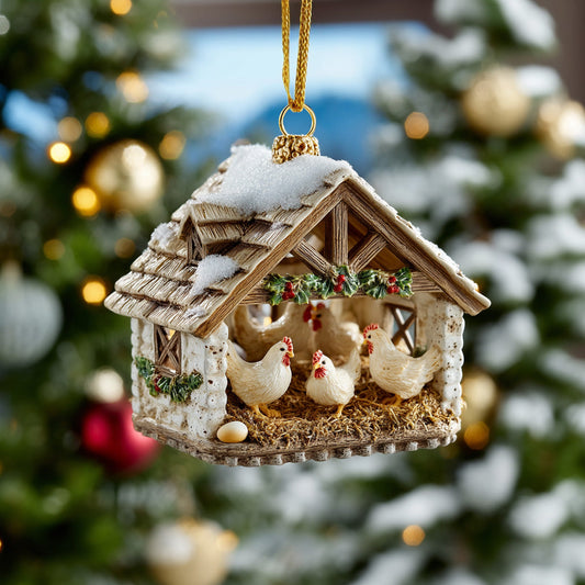 Barnyard Hen House Mica Ornament NCU0DH089