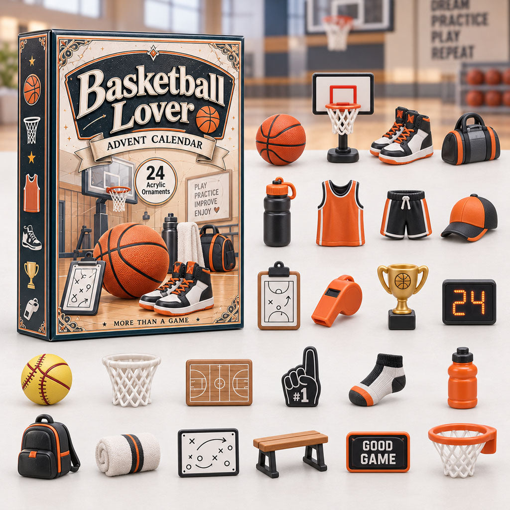 CHRISTMAS KICKOFF 40% OFF - Basketball Lover Advent Calendar 2026 - 24-Day Festive Countdown, Acrylic Charms Blind Box - Gift For Sport Lovers AC0HA281