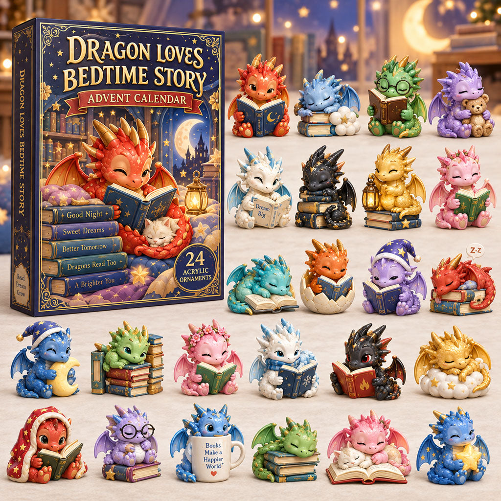CHRISTMAS KICKOFF 40% OFF - Bedtime Story Dragon Advent Calendar 2026 - 24-Day Festive Countdown, Acrylic Charms Blind Box - Gift For Dragon Lovers AC0TM414