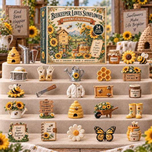 CHRISTMAS KICKOFF 40% OFF - Beekeeper Loves Sunflower Advent Calendar 2026 - 24-Day Festive Countdown, Acrylic Charms Blind Box - Gift For Beekeeping Lovers AC0TM287