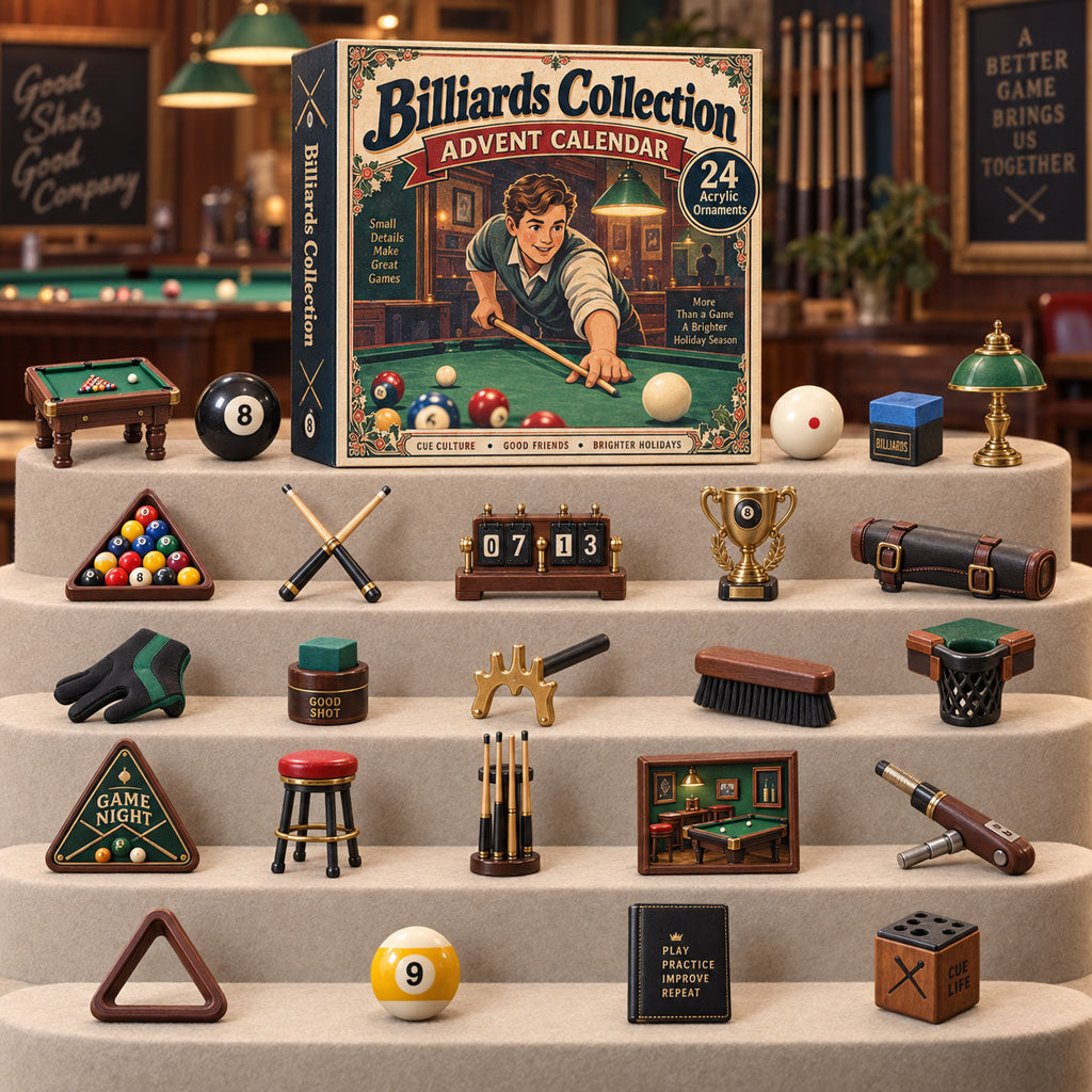 CHRISTMAS KICKOFF 40% OFF - Billiards Pool Master Advent Calendar 2026 - 24-Day Festive Countdown, Acrylic Charms Blind Box - Gift For Billiards Lovers AC0TH252