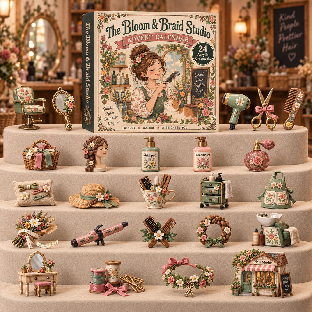 CHRISTMAS KICKOFF 40% OFF - Bloom Braid Studio Advent Calendar 2026 - 24-Day Festive Countdown, Acrylic Charms Blind Box - Gift For Hairstylist Lovers AC0TH281