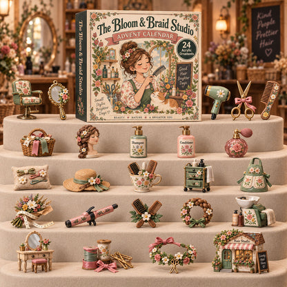 CHRISTMAS KICKOFF 40% OFF - Bloom Braid Studio Advent Calendar 2026 - 24-Day Festive Countdown, Acrylic Charms Blind Box - Gift For Hairstylist Lovers AC0TH281