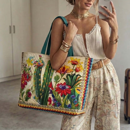Blooming Cactus Quilted Classic Tote Bag SN0NT038