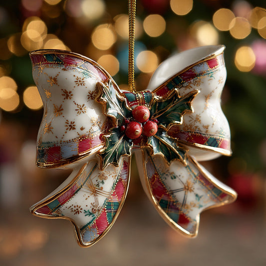 Blooming Winter Bow Mica Ornament NCU0DH151