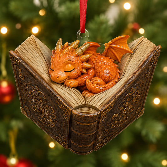 Book Nook Dragon Mica Ornament NCU0HT069