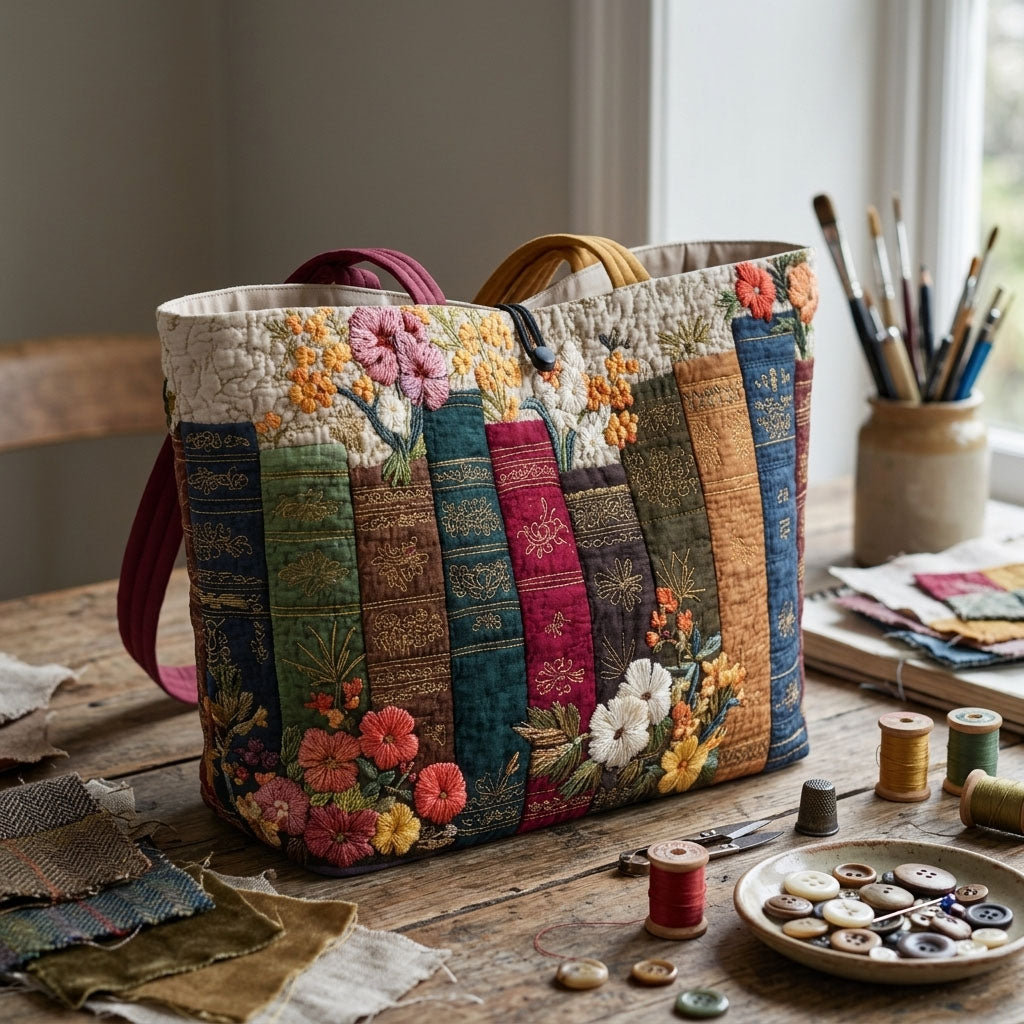 Book Garden Quilted Classic Tote Bag SN0DK049