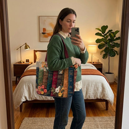 Book Garden Quilted Classic Tote Bag SN0DK049