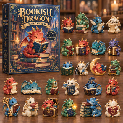 CHRISTMAS KICKOFF 40% OFF - Bookish Dragon Advent Calendar 2026 - 24-Day Festive Countdown, Acrylic Charms Blind Box - Gift For Dragon Lovers AC0TM410