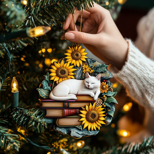 Bookish Felines Mica Ornament NCU0PT060