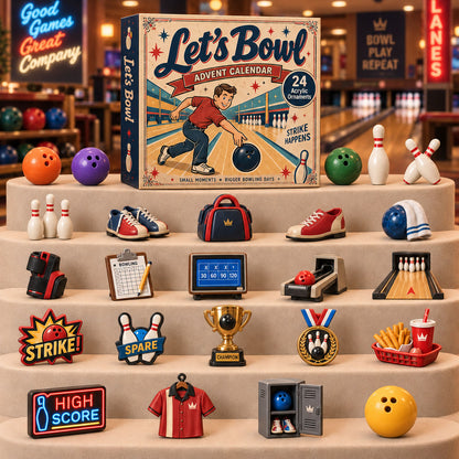 CHRISTMAS KICKOFF 40% OFF - Bowling Strike Master Advent Calendar 2026 - 24-Day Festive Countdown, Acrylic Charms Blind Box - Gift For Bowling Lovers AC0TH253