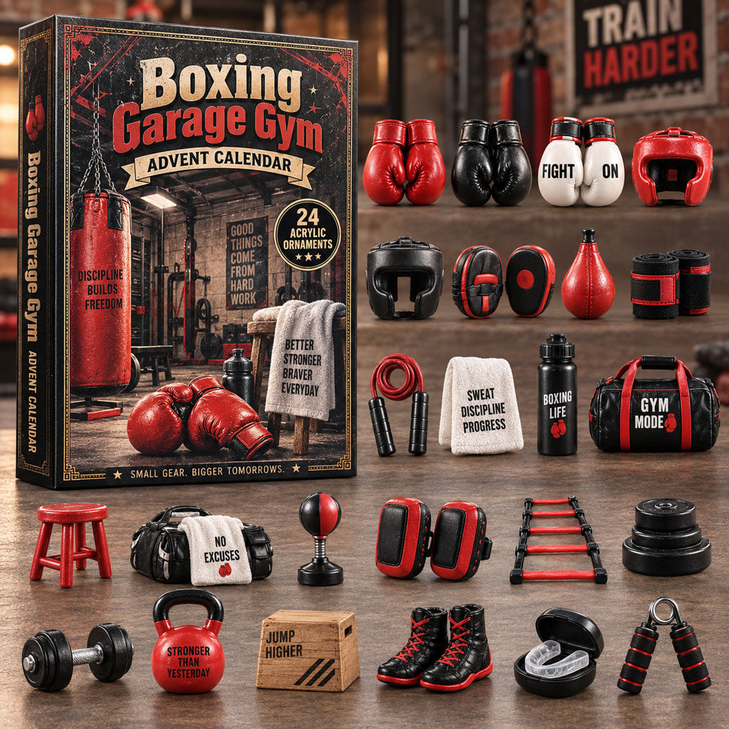 CHRISTMAS KICKOFF 40% OFF - Boxing Garage Gym Advent Calendar 2026 - 24-Day Festive Countdown, Acrylic Charms Blind Box - Gift For Boxing Lovers AC0NT307