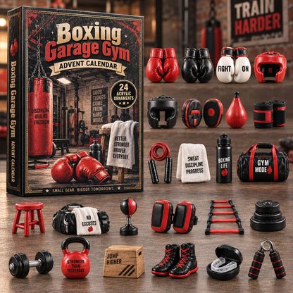 CHRISTMAS KICKOFF 40% OFF - Boxing Garage Gym Advent Calendar 2026 - 24-Day Festive Countdown, Acrylic Charms Blind Box - Gift For Boxing Lovers AC0NT307