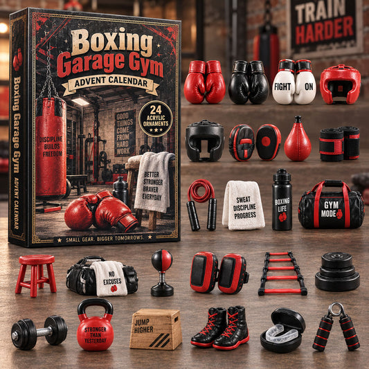 CHRISTMAS KICKOFF 40% OFF - Boxing Garage Gym Advent Calendar 2026 - 24-Day Festive Countdown, Acrylic Charms Blind Box - Gift For Boxing Lovers AC0NT307