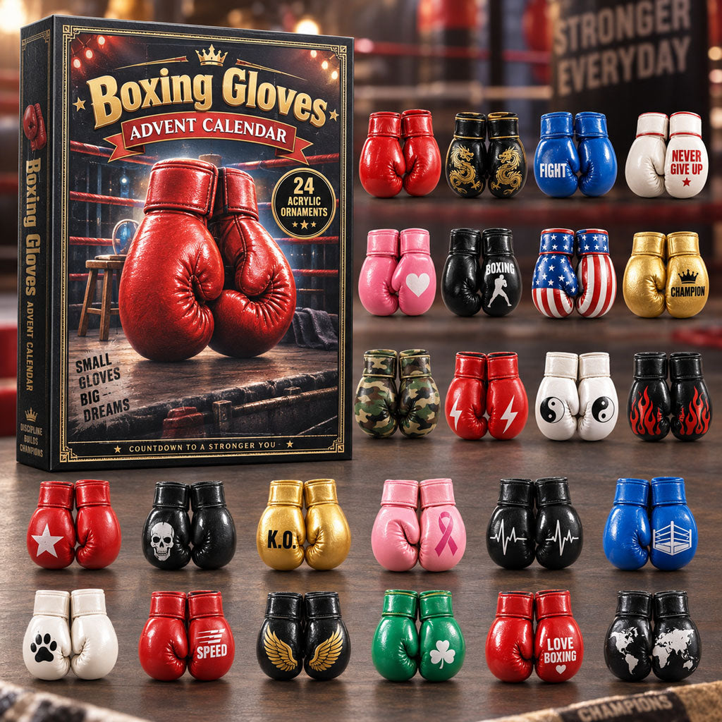 CHRISTMAS KICKOFF 40% OFF - Boxing Gloves Advent Calendar 2026 - 24-Day Festive Countdown, Acrylic Charms Blind Box - Gift For Boxing Lovers AC0NT308