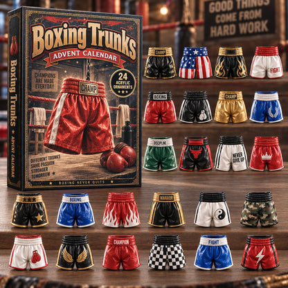 CHRISTMAS KICKOFF 40% OFF - Boxing Trunks Advent Calendar 2026 - 24-Day Festive Countdown, Acrylic Charms Blind Box - Gift For Boxing Lovers AC0NT309