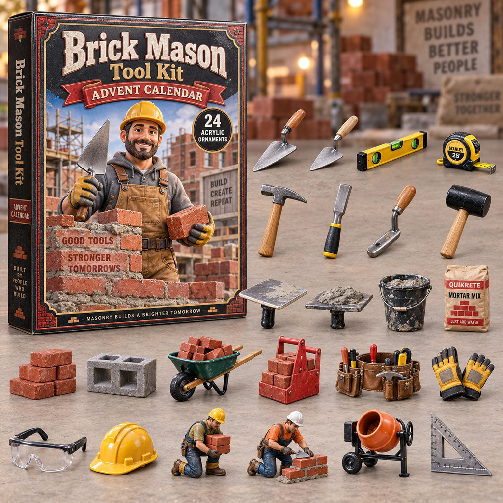 CHRISTMAS KICKOFF 40% OFF - Brick Mason Tool Kit Advent Calendar 2026 - 24-Day Festive Countdown, Acrylic Charms Blind Box - Gift For Masons AC0NT376