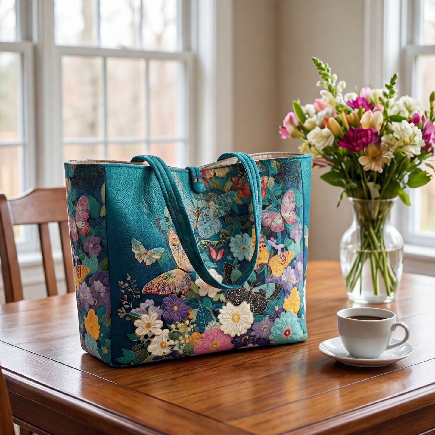 Butterfly Garden Quilted Classic Tote Bag SN0NT028