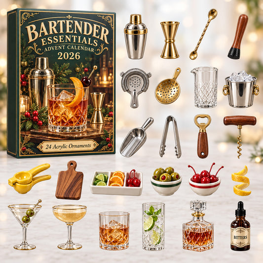 CHRISTMAS KICKOFF 40% OFF - Bartender Essentials Advent Calendar 2026 - 24-Day Festive Countdown, Acrylic Charms Blind Box - Gift For Bartenders AC0HT607