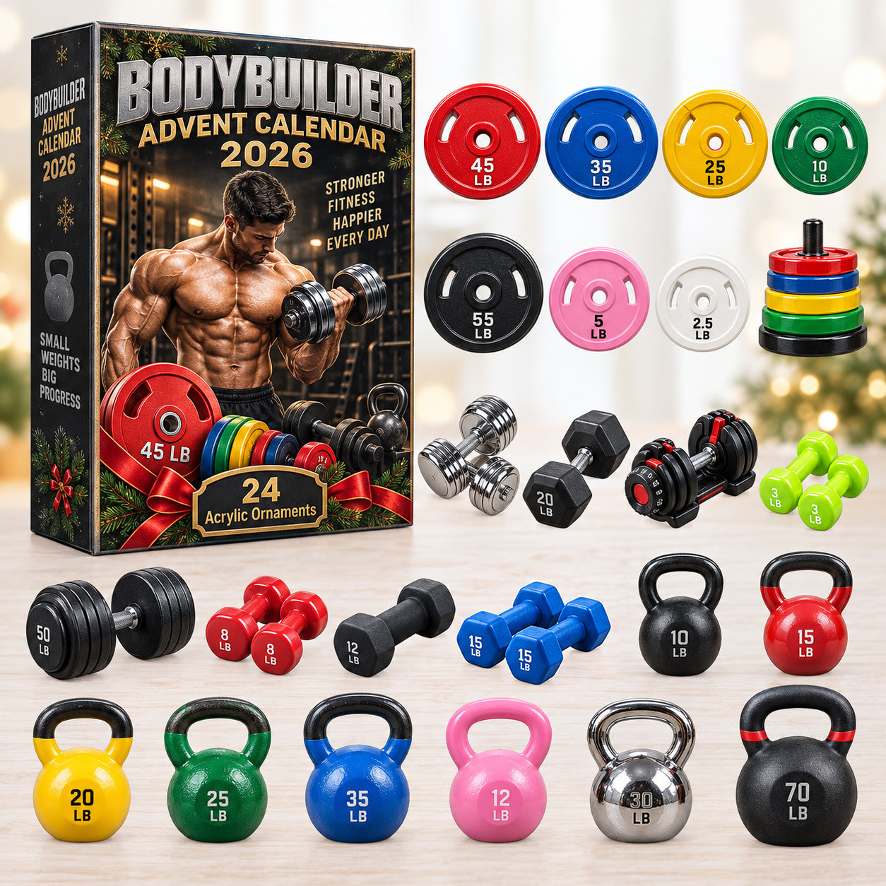 CHRISTMAS KICKOFF 40% OFF - Bodybuilder Advent Calendar 2026 - 24-Day Festive Countdown, Acrylic Charms Blind Box - Gift For Bodybuilders AC0HT594