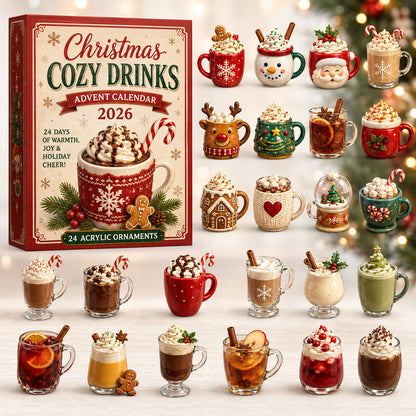 CHRISTMAS KICKOFF 40% OFF - Christmas Cozy Drinks Advent Calendar 2026 - 24-Day Festive Countdown, Acrylic Charms Blind Box - Gift For Family & Friends AC0HT606