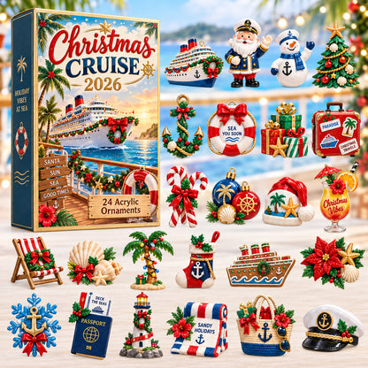 CHRISTMAS KICKOFF 40% OFF - Christmas Cruise Advent Calendar 2026 - 24-Day Festive Countdown, Acrylic Charms Blind Box - Gift For Cruise Lovers AC0HT614