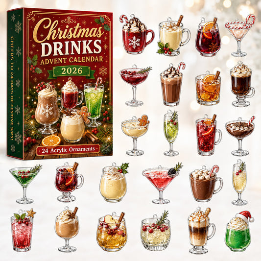 CHRISTMAS KICKOFF 40% OFF - Christmas Festive Drinks Advent Calendar 2026 - 24-Day Festive Countdown, Acrylic Charms Blind Box - Gift For Family & Friends AC0HT602
