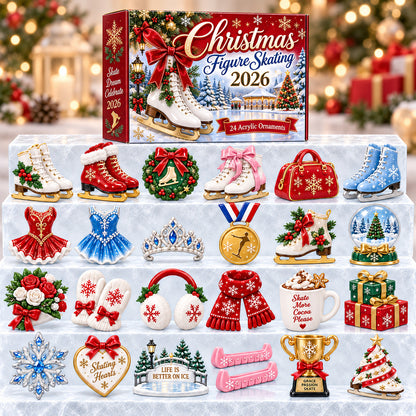 CHRISTMAS KICKOFF 40% OFF - Christmas Figure Skating Advent Calendar 2026 - 24-Day Festive Countdown, Acrylic Charms Blind Box - Gift For Figure Skating Lovers AC0HT631
