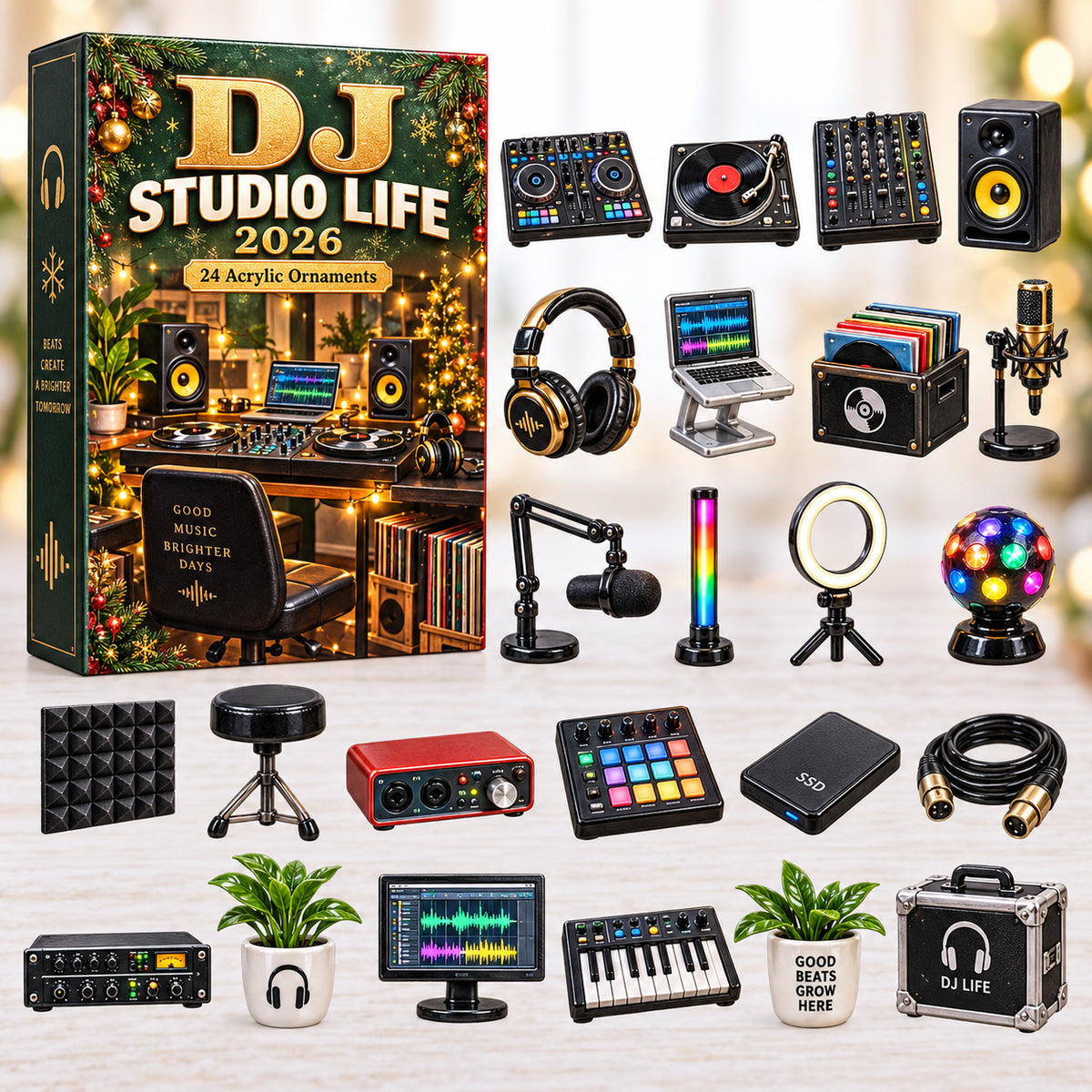 CHRISTMAS KICKOFF 40% OFF - DJ Studio Life Advent Calendar 2026 - 24-Day Festive Countdown, Acrylic Charms Blind Box - Gift For DJs AC0HT617