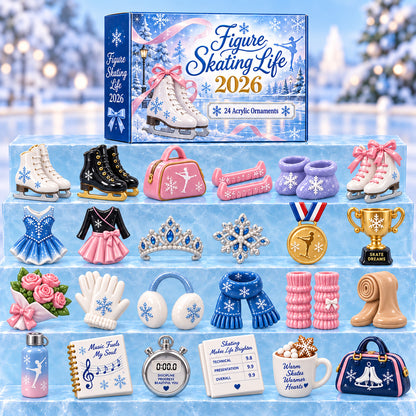 CHRISTMAS KICKOFF 40% OFF - Figure Skating Life Advent Calendar 2026 - 24-Day Festive Countdown, Acrylic Charms Blind Box - Gift For Figure Skating Lovers AC0HT629