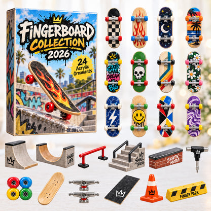 CHRISTMAS KICKOFF 40% OFF - Fingerboard Collection Advent Calendar 2026 - 24-Day Festive Countdown, Acrylic Charms Blind Box - Gift For Skateboarders AC0HT626