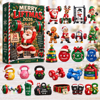 CHRISTMAS KICKOFF 40% OFF - Merry Liftmas Advent Calendar 2026 - 24-Day Festive Countdown, Acrylic Charms Blind Box - Gift For Bodybuilders AC0HT595