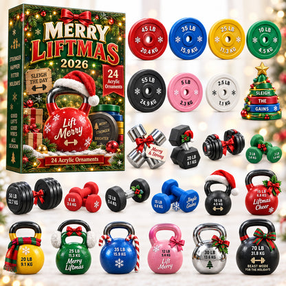 CHRISTMAS KICKOFF 40% OFF - Merry Liftmas Advent Calendar 2026 - 24-Day Festive Countdown, Acrylic Charms Blind Box - Gift For Bodybuilders AC0HT596