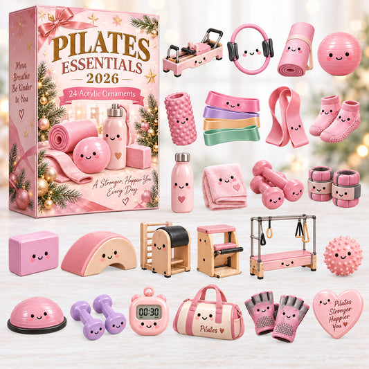 CHRISTMAS KICKOFF 40% OFF - Pilates Essentials Advent Calendar 2026 - 24-Day Festive Countdown, Acrylic Charms Blind Box - Gift For Pilates Lovers AC0HT598