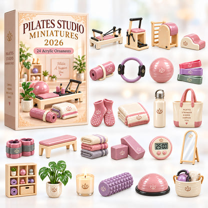 CHRISTMAS KICKOFF 40% OFF - Pilates Studio Miniatures Advent Calendar 2026 - 24-Day Festive Countdown, Acrylic Charms Blind Box - Gift For Pilates Lovers AC0HT601