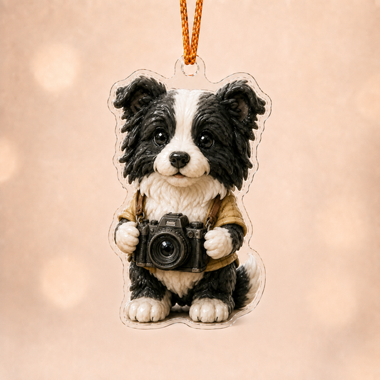 Camera Border Collie Adorable Mica Ornament NCU0NT020