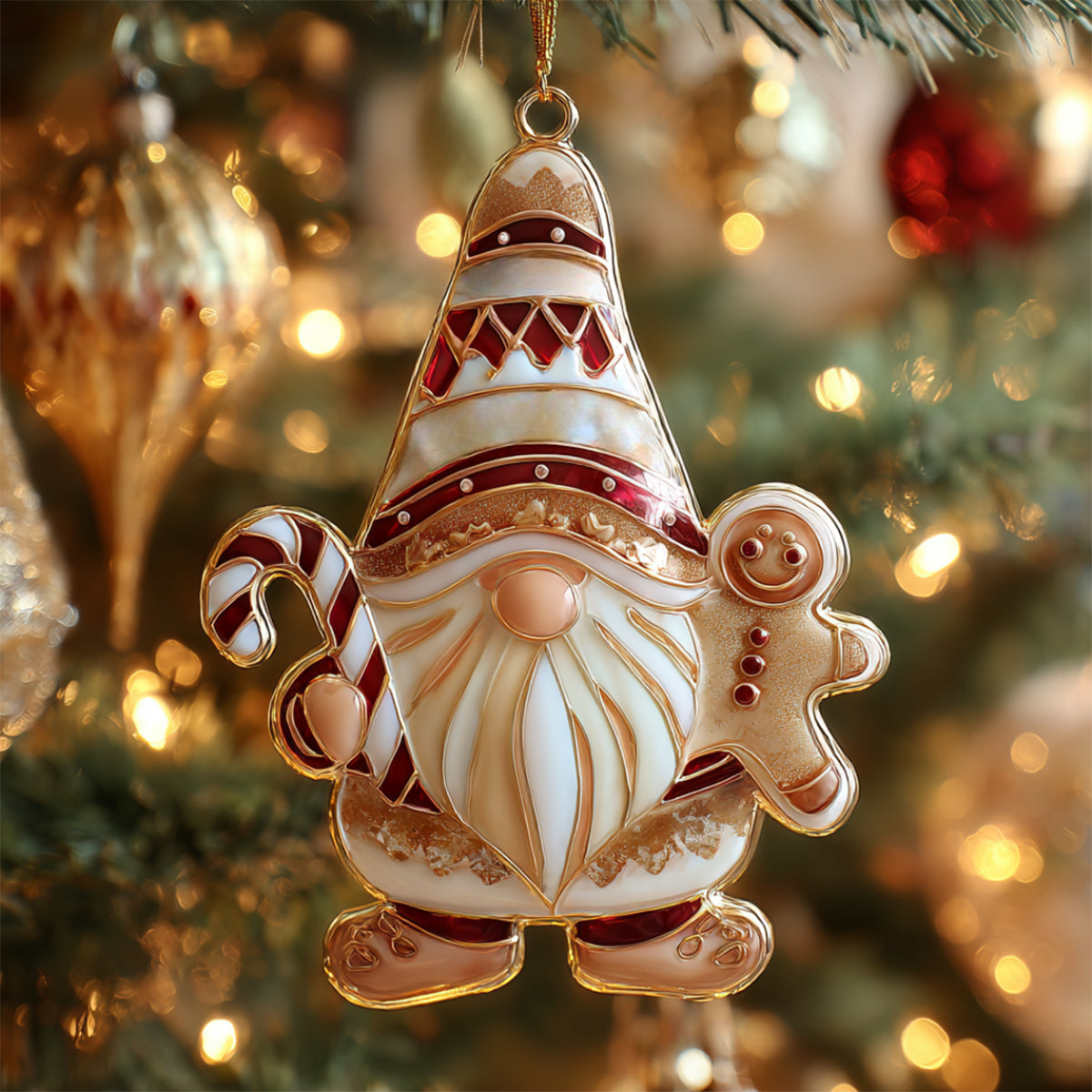 Candy Cane Gnome Mica Ornament NCU0HT042
